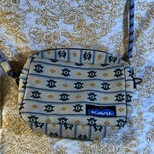 KAVU Geometric Blue and Gold Crossbody Bag